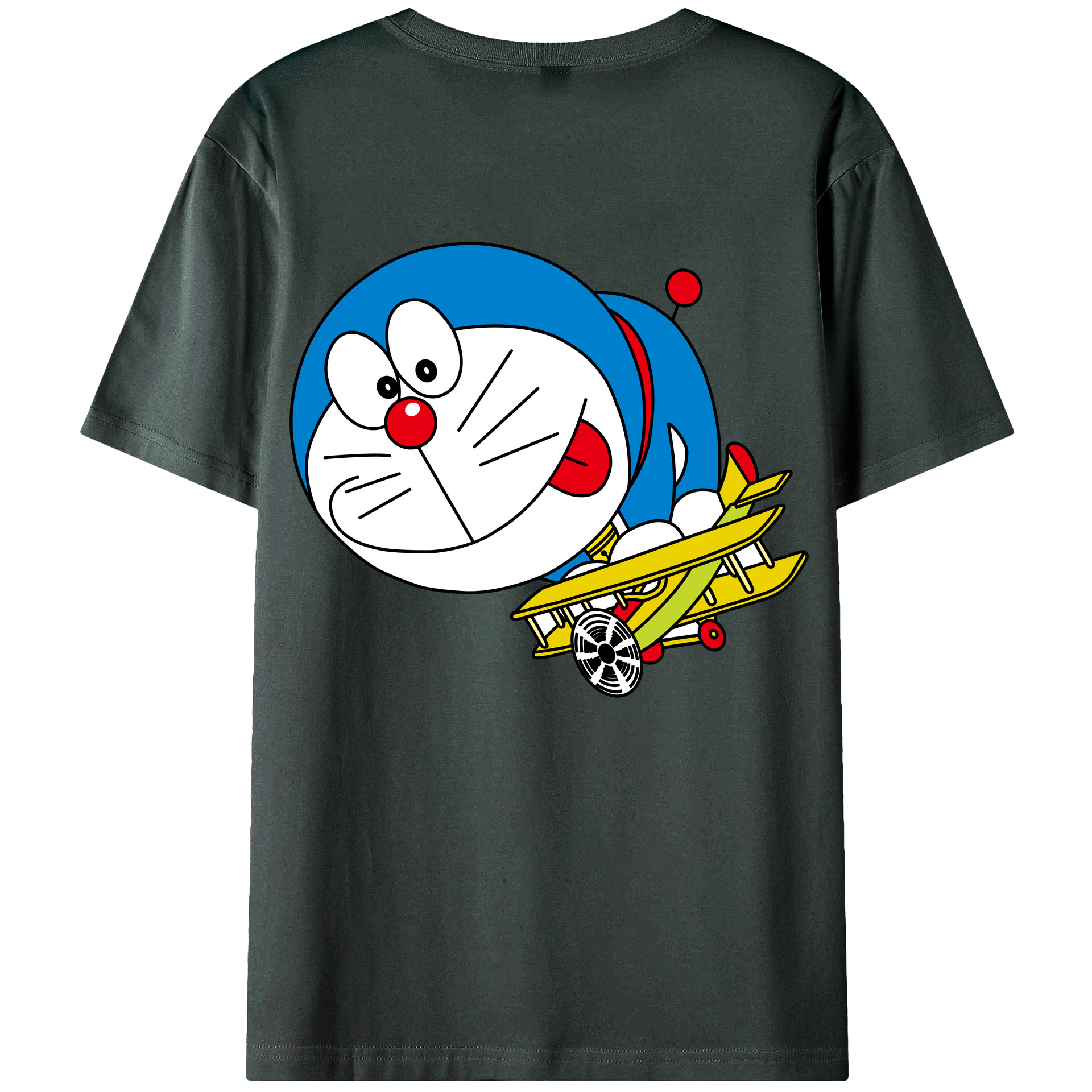 （画像用） ドラえもん Doraemon 綿100％ メンズ半袖Tシャツ（バックプリント） 通気性